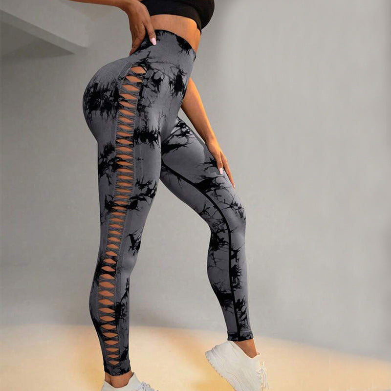 Solid Leopard Print Sports Leggings For Women, Mesh Hollow Butt-lifting  Running Fitness Pants, Women's Activewear